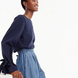 J. Crew Tie Sleeve Navy Sweatshirt